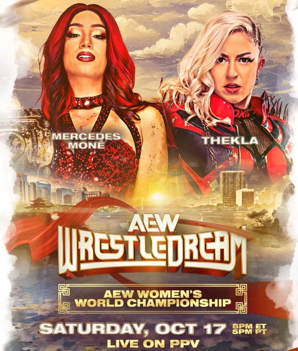 TheDrainmaker's tweet photo. Official match graphic for Thekla vs Mercedes Moné for the AEW Women's World Championship at WrestleDream PPV!

FOR THE FIRST TIME EVER. https://t.co/780tnu9kTN