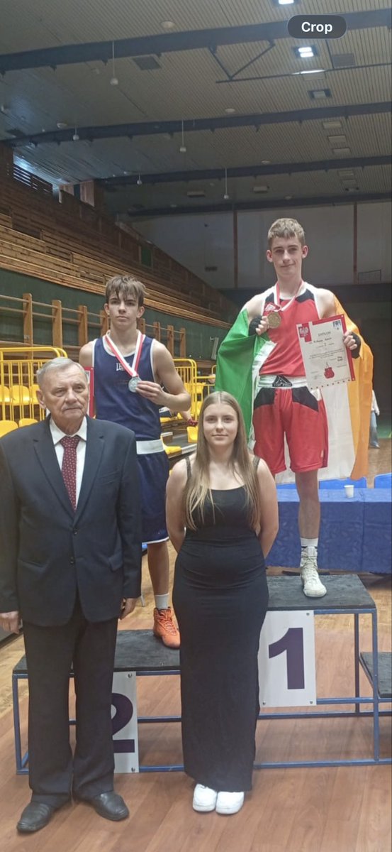 bluealgero's tweet photo. @SMESecondary TY Student Conchur McNamee on the podium in Poland this weekend in International box cup representing Leinster Two big wins over the weekend Conchur boxes for St Brigid’s Edenderry Club https://t.co/KulsXrdDqj