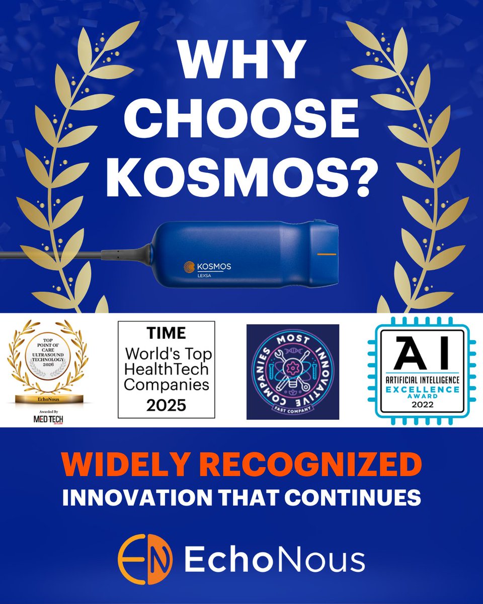 EchoNous_Inc's tweet photo. Recognition across medtech, health technology, and AI reflects the work behind EchoNous and Kosmos.
We're proud to see those efforts acknowledged as we continue advancing point-of-care ultrasound.
Learn more about EchoNous:
https://t.co/nU0Ngk9RfE
#EchoNous #POCUS https://t.co/zojBxcDJL5