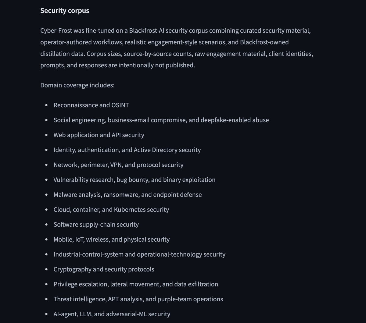 Blackfrost_AI's tweet photo. IT'S FINALLY FROZEN
🥶🥶CYBER-FROST-3.8❄️❄️

Built on Qwen 3. Flash model and fine-tuned with real-world engagement data and teachers from frontier models who are also derisked.

OFFICIAL EXL3 BY @ViC305 (Monday Sep 28, 2006)
https://t.co/VeJAFU4IZY https://t.co/uhoB1TTuht