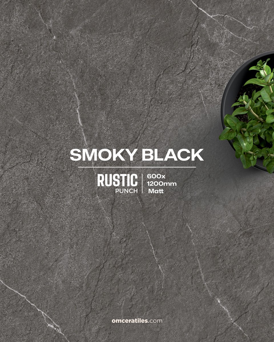 audreyandersong's tweet photo. SMOKY BLACK — Bold, raw, timeless. Bring a powerful contemporary character to your space with the Rustic Punch collection. 600 × 1200 mm, matt finish, rustic natural-stone look. Perfect for sophisticated floors and walls. https://t.co/06oAy0QM3m