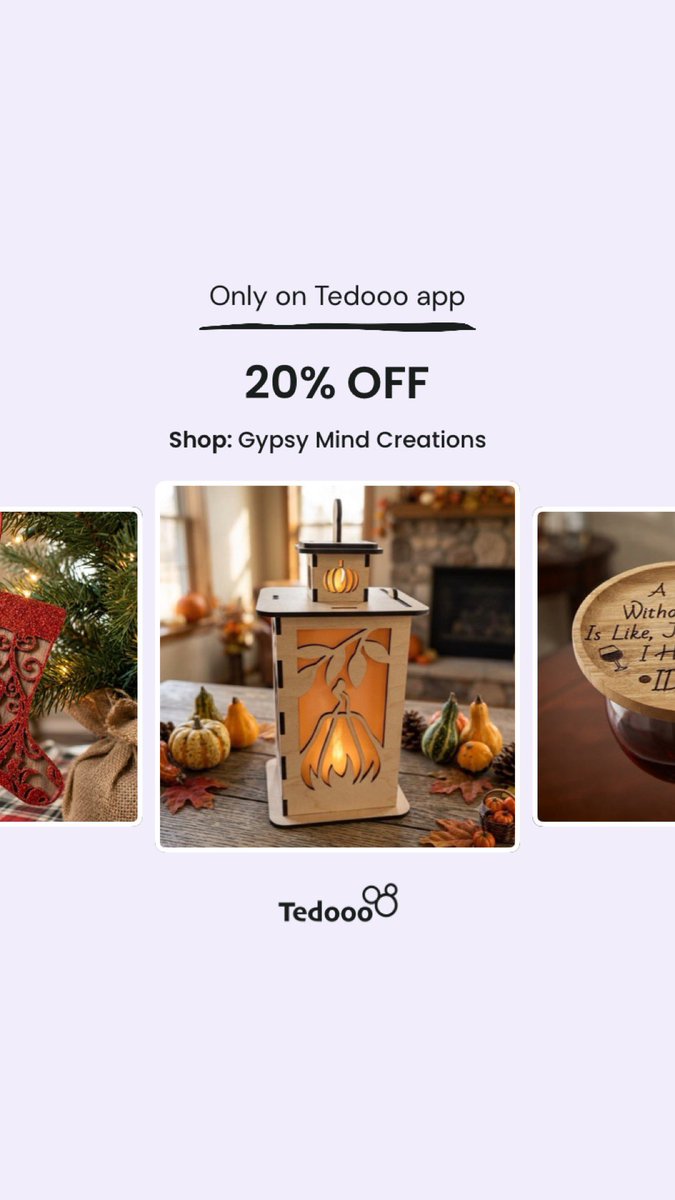 GypsyMCreations's tweet photo. Start your Christmas shopping now with a 20% off sale in my shops! Stop by and have a look! I have wood earrings to home decor to signs and more!  Visit and follow my Tedooo shop on the Tedooo app or my Etsy shop!  https://t.co/DojJuy12YH

https://t.co/1UpdG6c9Cr https://t.co/E0p6QeTAiR