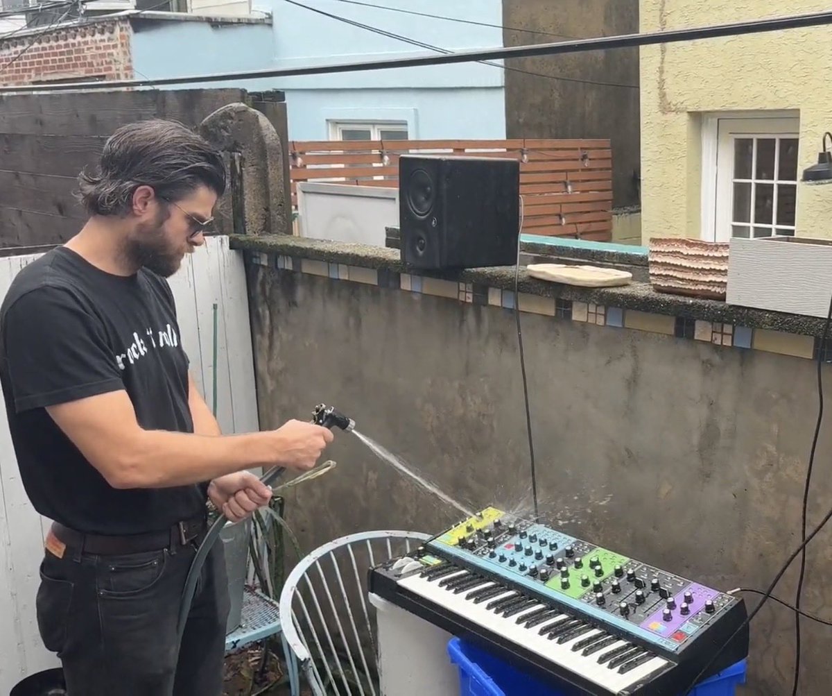 AlexiconTom's tweet photo. Today I soaked my mint condition modular synthesizer. Hoping this helps bring the Phils good luck. https://t.co/vMrjNoIqbC