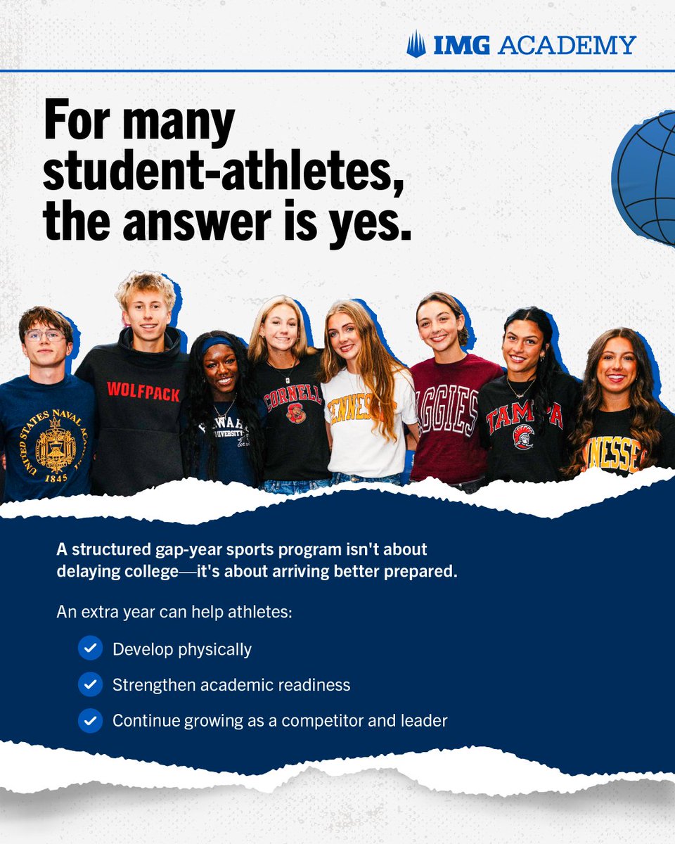 IMGAcademy's tweet photo. Success isn't about rushing to the next level—it's about arriving ready for it. 🙌

With an additional year in a gap-year program, athletes can continue developing physically, improve their academic readiness, and build a stronger recruiting profile.

https://t.co/YBFZxxWLky https://t.co/qBsMPbC6kT