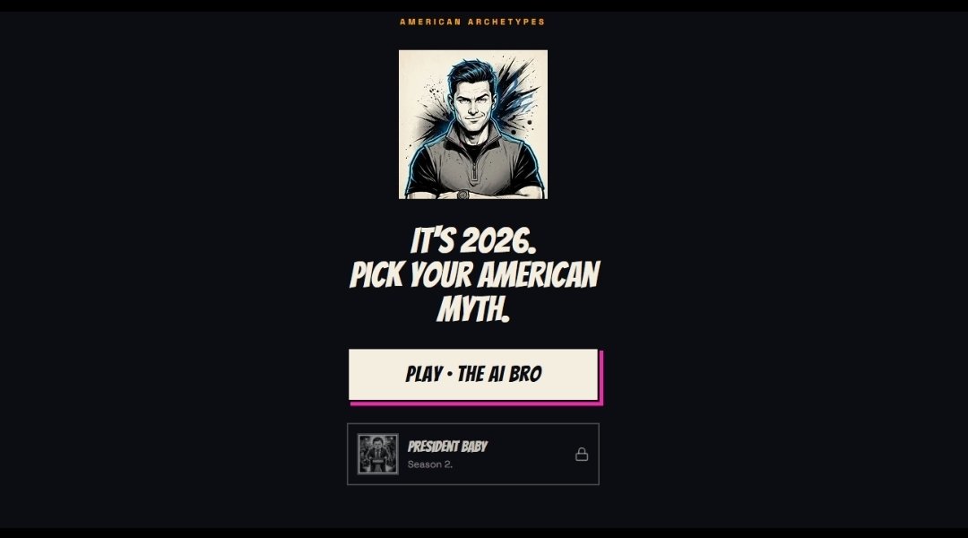 ThePsukhe's tweet photo. American Archetypes: AI Bro Edition 
SEASON 1

10 alpha testers were promised a stable build... but 1 click on "Post Demo" wiped out...

The AI Bro Survival Dilemma

"Palo Alto. 4:12 AM. The demo works if nobody touches it." You pick Ego or Safety and the stats keep score.

Season 1 coming soon

Follow for more 

#gaming #tech #coding