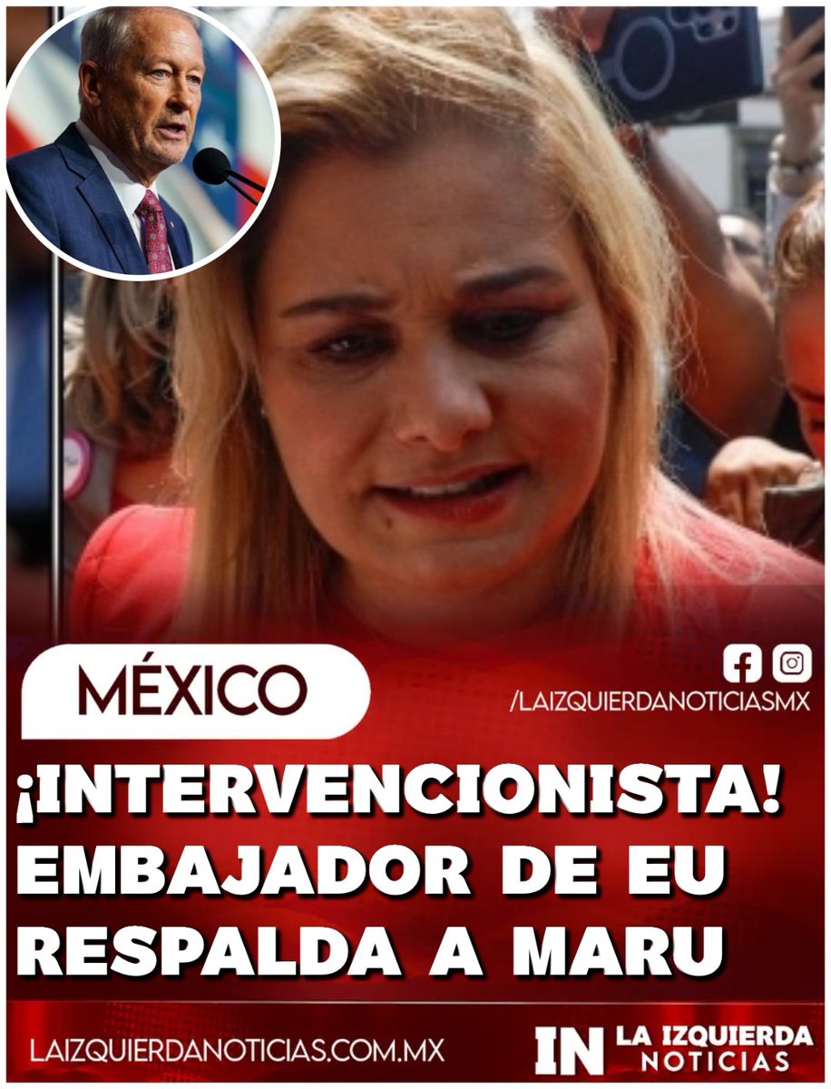 IzqNoticiasMx's tweet photo. ¡VENDEPATRIA! El embajador de Estados Unidos respalda públicamente a Maru Campos tras permitir operaciones de la CIA en Chihuahua. La FGR indaga la violación a la soberanía. ¿Qué más revela esta traición?
“” https://t.co/60P0Uo7ng4