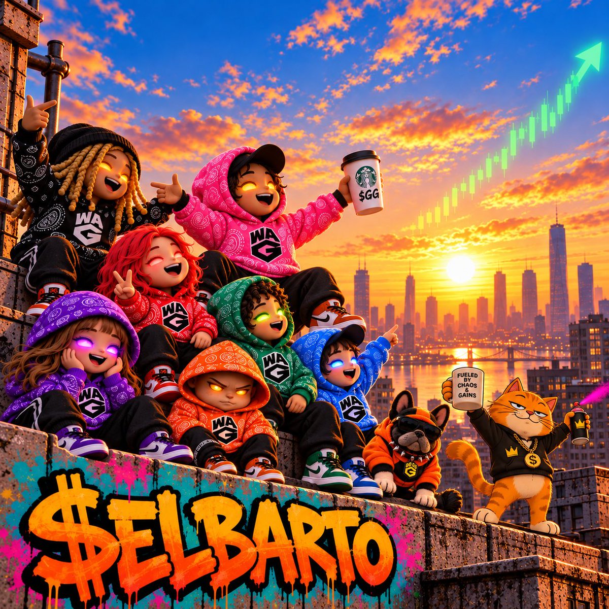WAGcrew's tweet photo. Late to the $GG morning watch party at the $Elbarto wall but we made it here.. where to next? 

@ElbartodoesX  @gangstergeorge_ https://t.co/ulmJmGl7WU