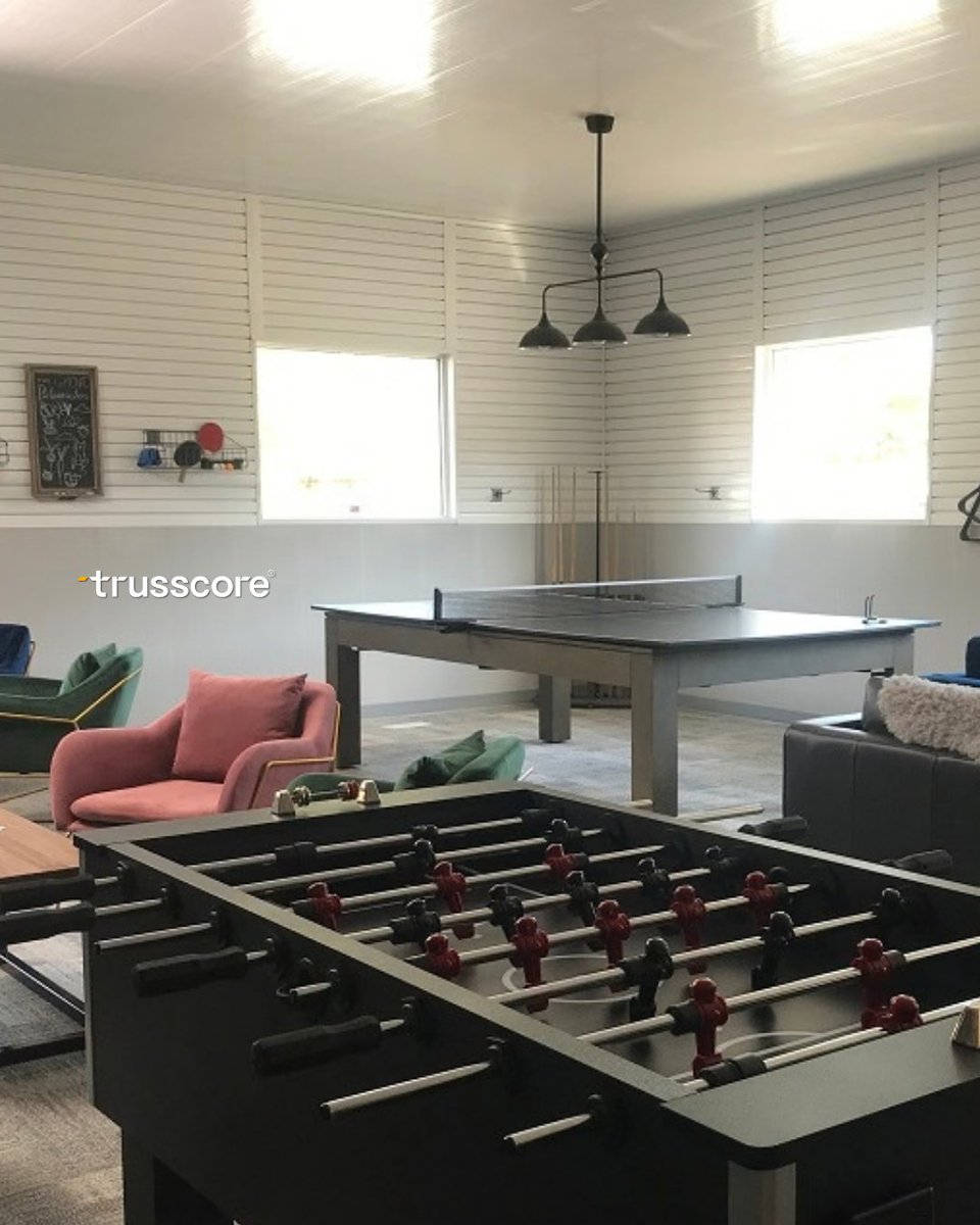 trusscore's tweet photo. Game night just got an upgrade. 🕹️ This rec room is finished in Trusscore, built to handle foosball battles, ping pong marathons, and everything in between.

👉 https://t.co/jVfD6izbc4 https://t.co/HEk6wWkv0M