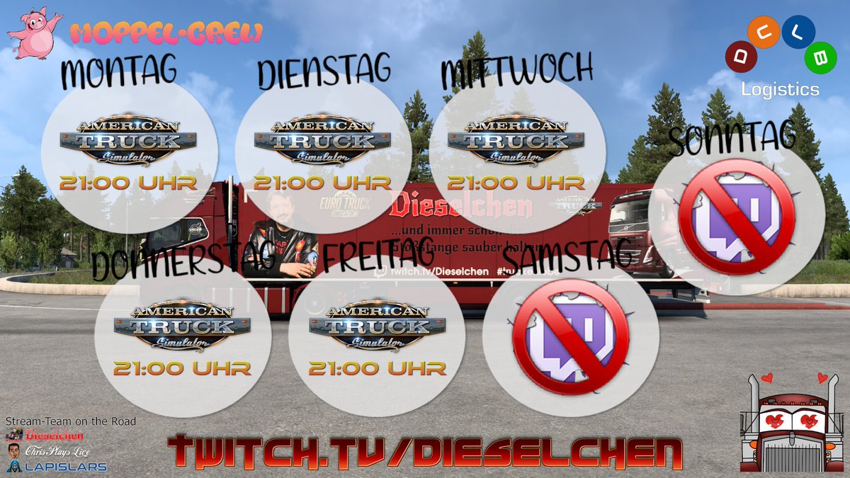 Das_Dieselchen's tweet photo. Hi ihr Lieben ❤️
Streamplan KW40/26
Mo. - Fr. #AmericanTruckSimulator
Ggf. Spontan #LandwirtschaftSimulator25
https://t.co/ZXhpPQ5rPD
#SCSSoftware #Truckerliebe #MoppelCrew #TwitchDE #TwitchTV #GermanStreamer #Twitch #Schedule https://t.co/PLZ8t6GgV5