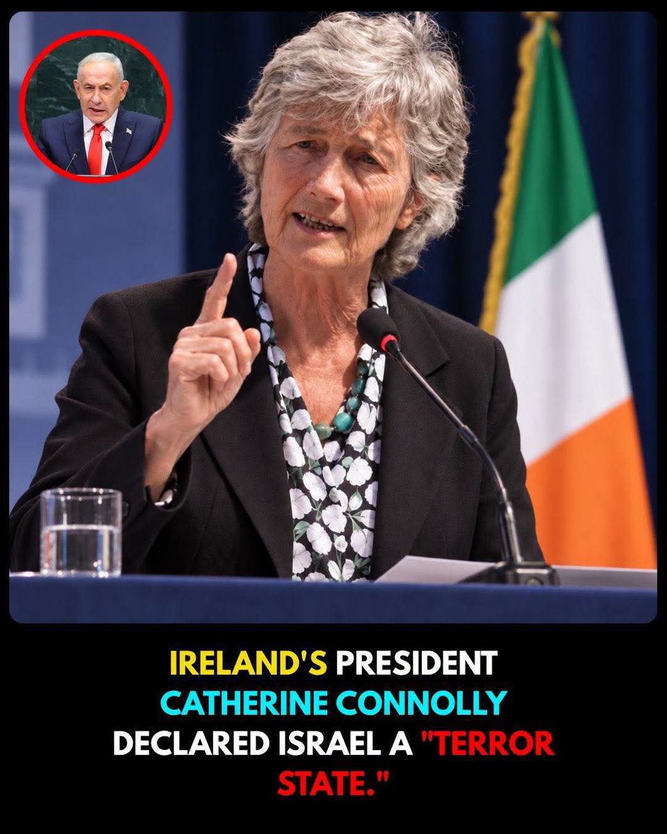 0ivankaTrump1's tweet photo. 🇮🇪 🇮🇱 Ireland’s President Catherine Connolly calls Israel a “terrorist state.”

 Do you agree with her statement?

A) Yes 🟢 

B) No 🔴 https://t.co/PVZ0OuXxqt