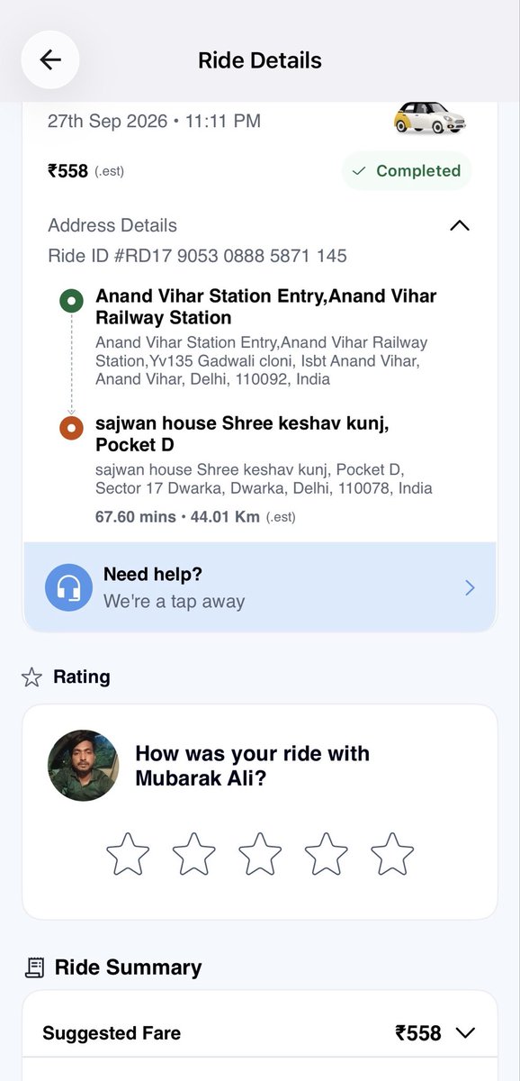 ramakantv28's tweet photo. @rapidoapp_ 
Different fare displayed to customer and driver. No support from your app support at 12:30 AM .
Price displayed to customer- ₹558(including ₹30 toll)
Price displayed to driver (₹672 including ₹130 toll) https://t.co/frDEFSyPGA