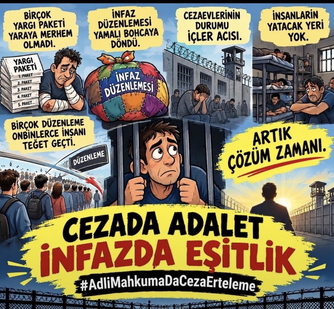 senaysari07's tweet photo. @Hayati_Yazici "Gözü yaşlı anaların, yol gözleyen evlatların sesi duyulsun. Şefkat ve merhamet adaletin en güzel süsüdür. Umutlar yarıda kalmasın."
CEZADA ADALET İNFAZDA EŞİTLİK
#AdliMahkumaDaCezaErteleme https://t.co/wzbU5TqcHS