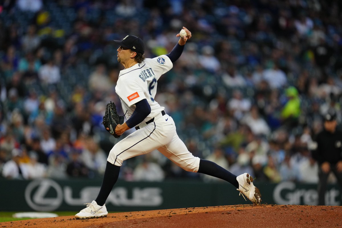 MarinersPR's tweet photo. Logan Gilbert is the 4th pitcher in @Mariners history to record multiple seasons of at least 200 strikeouts, joining:

Randy Johnson (7x, 1991-95, '97-98)
Félix Hernández (6x, 2009-14)
Mark Langston (4, 1984, '86-88) https://t.co/IFt2GaqEZD