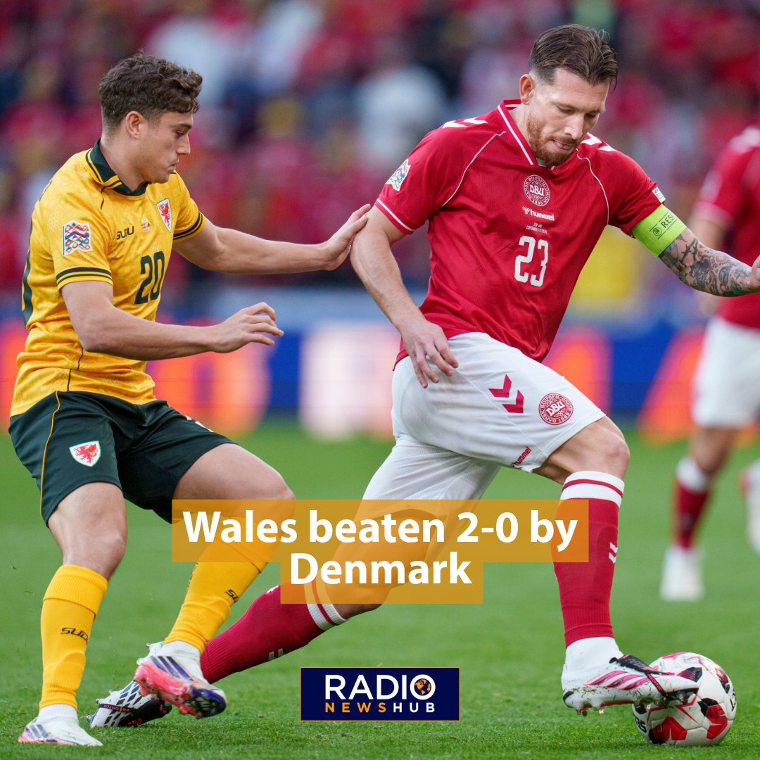radionewshub's tweet photo. ⚽ Wales suffer defeat in Copenhagen

Wales have been beaten 2-0 by Denmark in the Nations League, leaving them bottom of their group.

A Ben Davies own goal and Gustav Isaksen strike sealed the points for Denmark.

#Wales #NationsLeague #Football #DENWAL https://t.co/tzOmBehadt