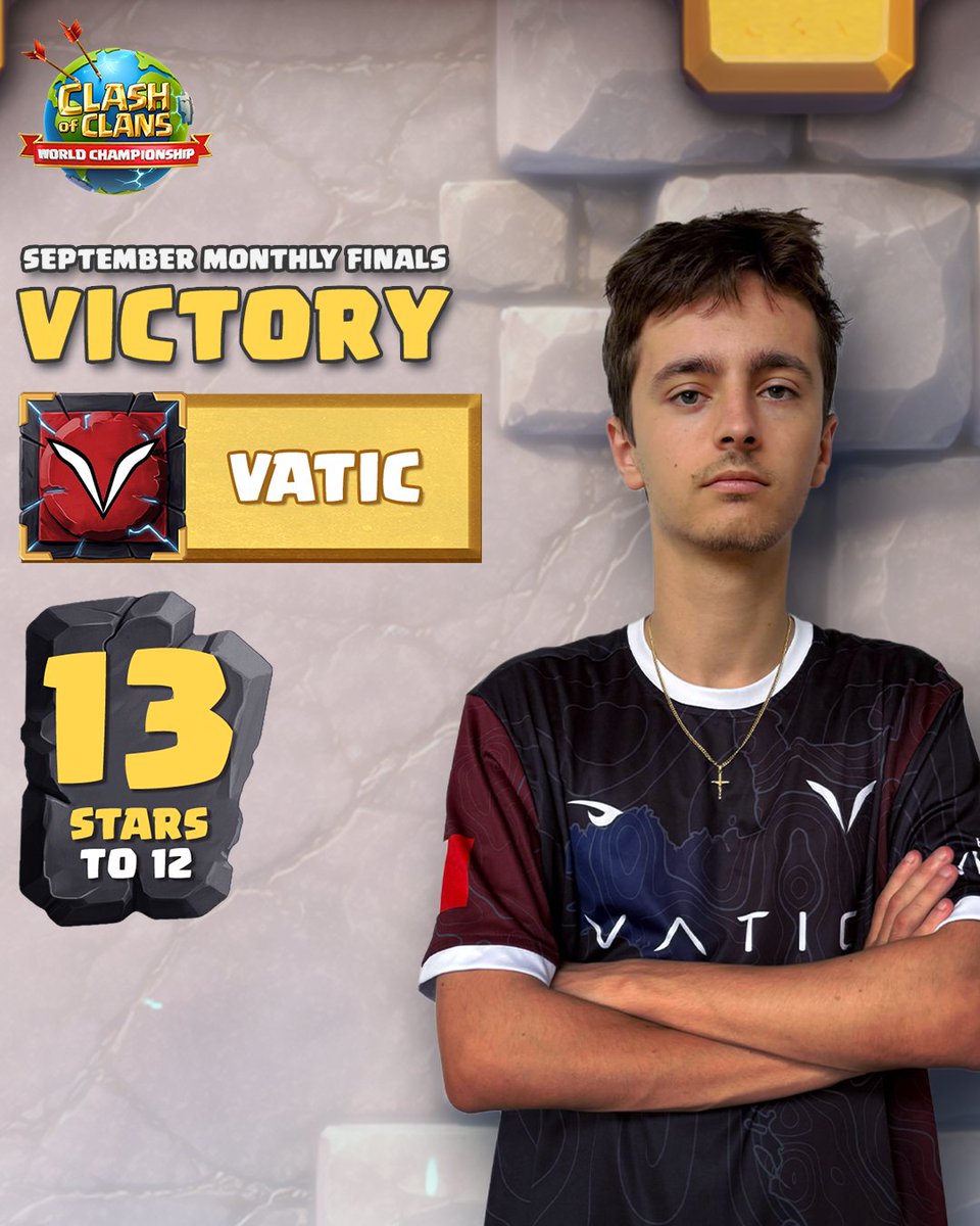 CoCEsports's tweet photo. There's something in the air...

@vatic_gg has conquered the three-time 2026 Monthly Finals Champions! 💥

https://t.co/CPwlWKrL6P 🔗
#ClashEsports | #ClashWorlds https://t.co/CrTFwznsra