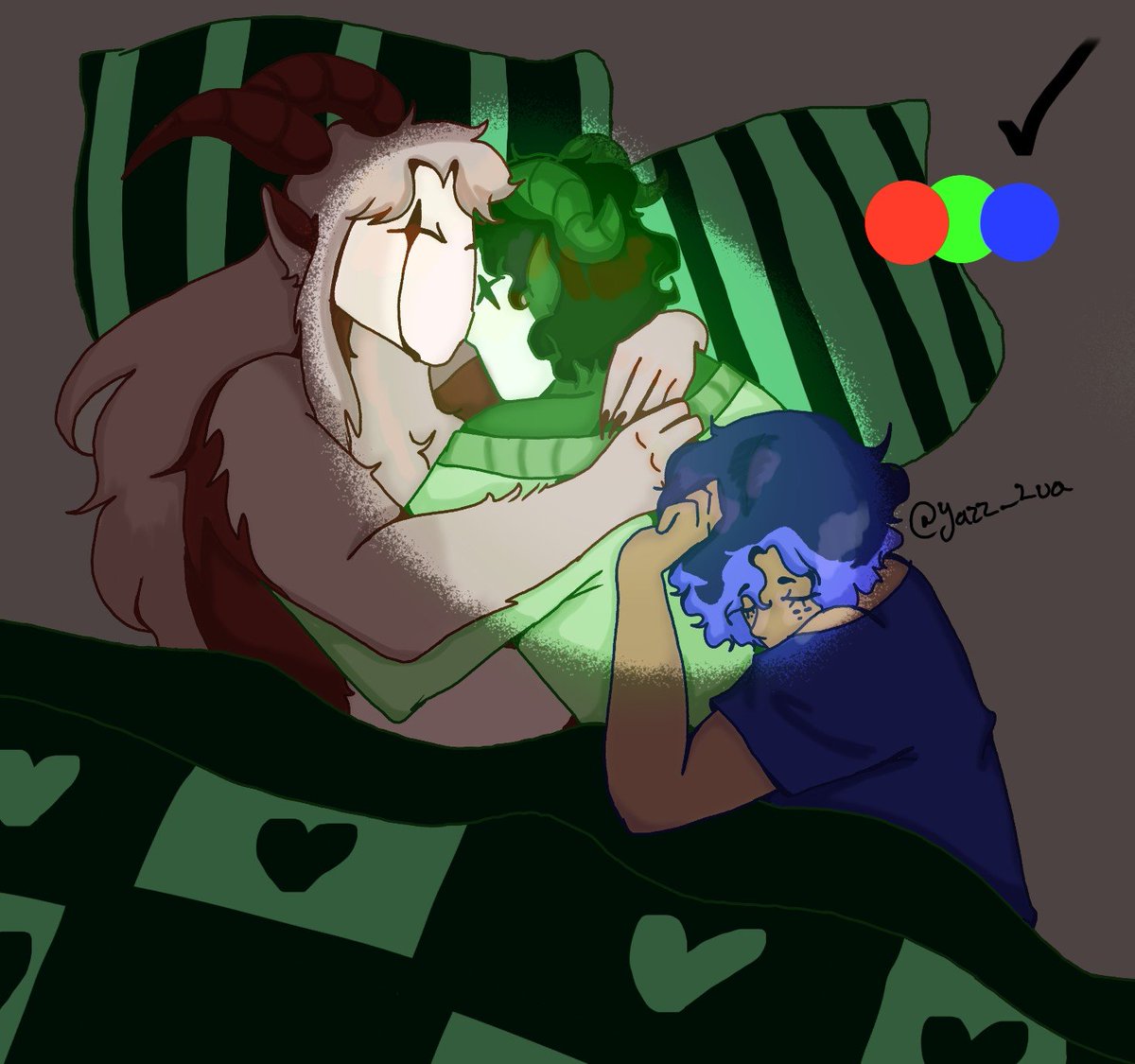 YazzLua's tweet photo. Un poco de RGB 
A little bit of RGB
.
A harle le gusta ser el sándwich solo digo
Harle likes being the sandwich, just I'm saying
.
#tfc #pierrottfc #harlequintfc
#mc #thefreakcircus #polyrute #greenapple https://t.co/4u3pOUsxhR
