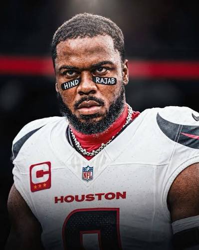 EdbieLigerSmith's tweet photo. The NFL is now threatening to pull Texans linebacker Azeez Al-Shaair from games if he continues to wear eye black in support of Palestine.

Never forget, they allowed Vikings kicker Greg Joseph to wear Israel cleats on the field, and actively promoted his campaign to donate money to Israel for every successful field goal.