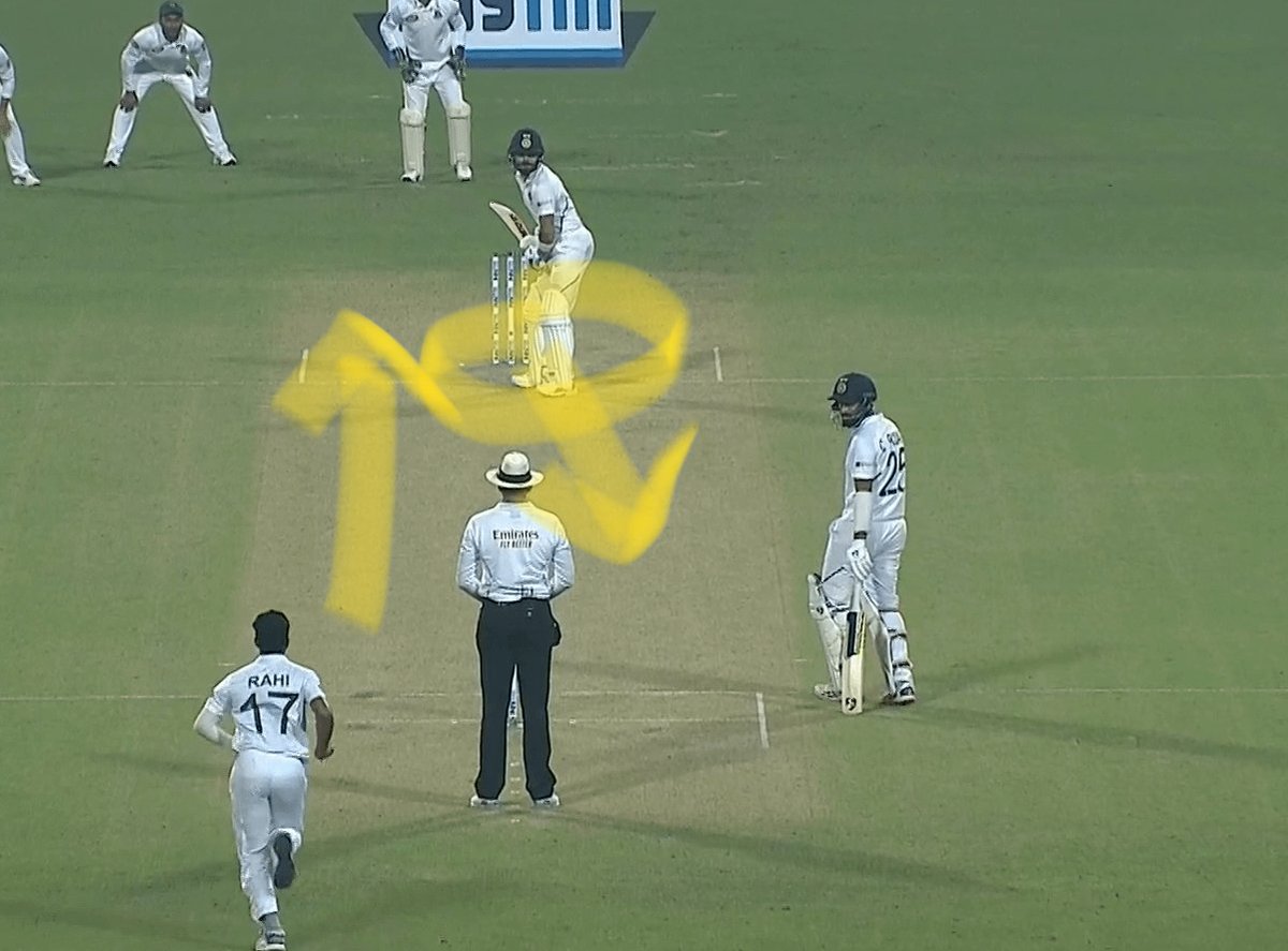 CricbuffShambu's tweet photo. The reason why Virat Kohli didn't want to play Test cricket anymore, lied in his batting stance. It is facing towards the mid-on region, when the bowler is bowling around his off-stump, making him reach and poke at deliveries, instead of countering such deliveries effectively. https://t.co/BlXCWppTXN