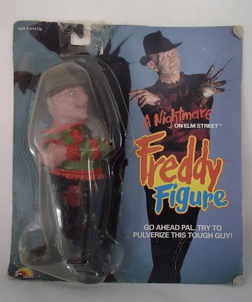 FreddyKruegerDB's tweet photo. This 1989 LJN A Nightmare on Elm Street Freddy Krueger "Squish’Em" figure is a certified horror holy grail! Sealed on the card with that classic "GO AHEAD PAL, TRY TO PULVERIZE THIS TOUGH GUY!" tagline. https://t.co/bpguFDqVNq