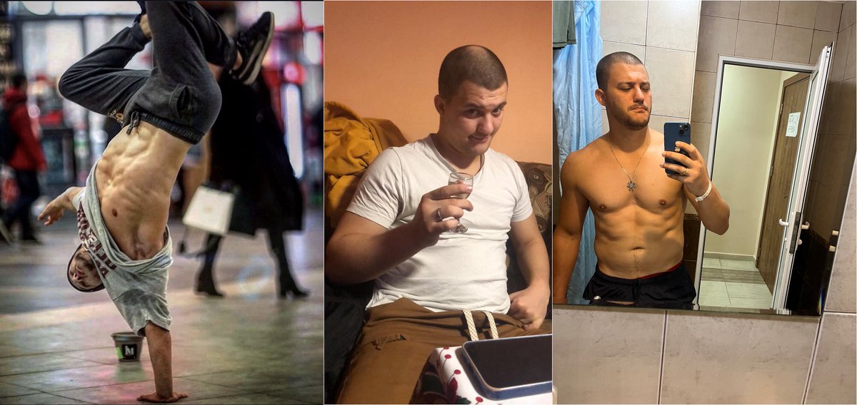 VeselinIliyanov's tweet photo. That’s me in 2016 (6%body fat)/ 2024 (20+% body fat)/2026 (~14% body fat). On my way to get as jacked as I used to be, maybe a bit less https://t.co/z9R6HOL5On