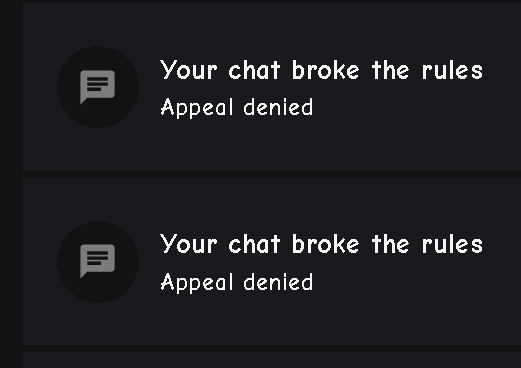 trustmeimruski's tweet photo. UPDATE 2: Both of my appeals have been denied, really awesome stuff @Roblox. https://t.co/53YY7laEjX