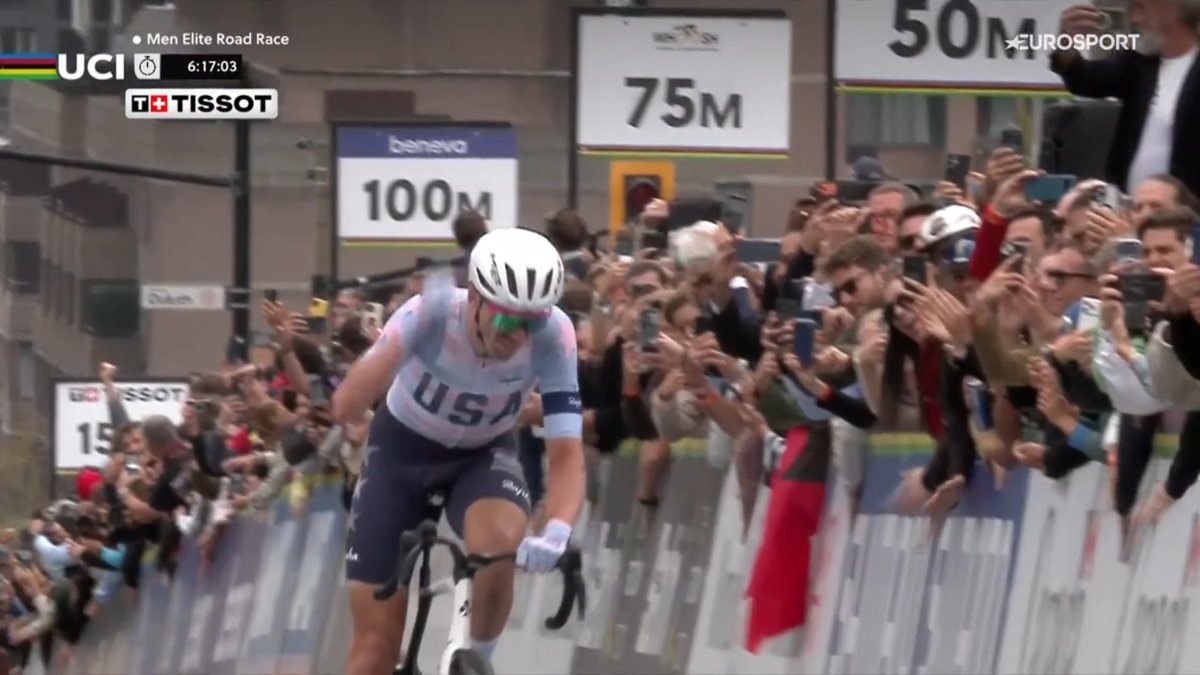 faustocoppi60's tweet photo. BRANDON MCNULTY IS THE 2026 MEN ELITE ROAD RACE WORLD CHAMPION IN MONTREAL after a 30 km solo attack! 🌈🇺🇸 He's the first American rider to win World Champs since Lance Armstrong 33 years ago. Tactical masterclass by USA today, well-deserved! 

#Montreal2026 https://t.co/1uwqh37HsD