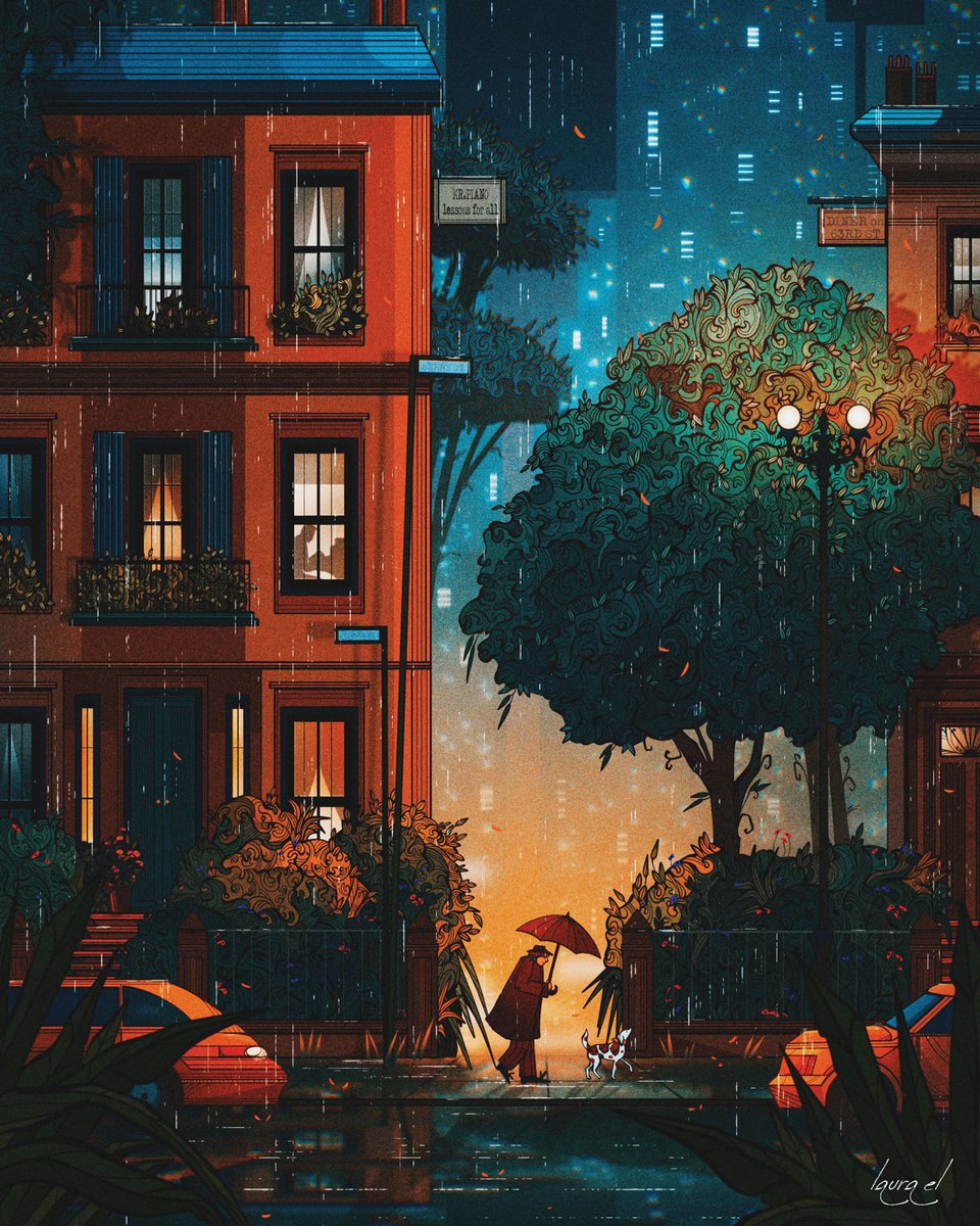 iamlaurael's tweet photo. I love drawing that nighttime city feeling. https://t.co/nk1sD4Kav2