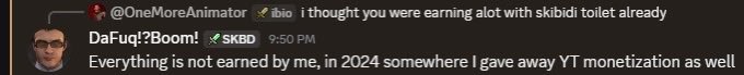InvizArchive's tweet photo. DafuqBoom may have had no choice but to give up his Youtube revenue in 2024, which is why he said he was almost broke in summer 2025.

Remember this message from Boom where he said he “gave away” the monetization of his Youtube channel in 2024? This claim might be confirmed by the fact that Google deleted Russia-based Adsense accounts in August 2024. You can read about it in this article - https://t.co/kPKeipzSNA 

Because of the war in Russia, Google was having more difficulty paying Youtube channels that monetized their content. This might have been due to U.S. sanctions against Russia. So they stopped allowing channels that had their location set as Russia to earn anything from ads. 

We’re not sure where Alexey lived at this time, but given how it’s known he lived in Russia when he started his Youtube channel in 2016, his account might have still had that location as its base. 

So it’s possible his Adsense account would’ve been deactivated in August 2024, leaving him no choice but to give control of his channel’s Adsense to Inviz.

We can also remember that the Inviz ex-employee said Adsense was the only money Alexey could make from Skibidi. So once he had to give up control of that revenue source, he was allegedly not receiving any money from the series.

This is where the claim comes from that Alexey allegedly was not receiving money for about a year between August 2024 - roughly September 2025, which is allegedly why he said he was almost broke in summer 2025.

#SkibidiToilet #BringBoomBack