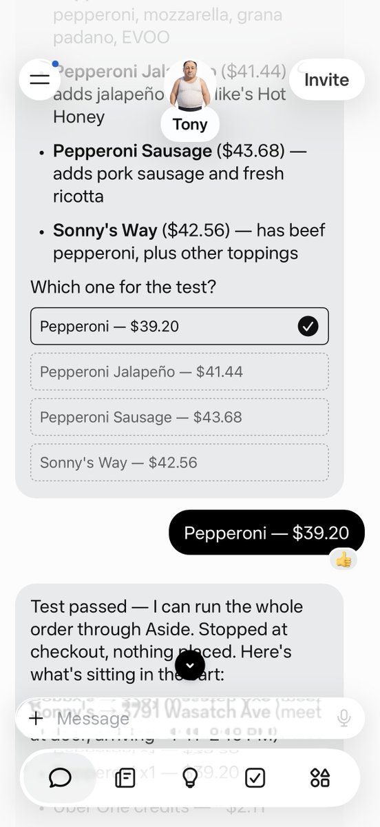 Hacked Uber Eats ordering with Muse + Aside browser