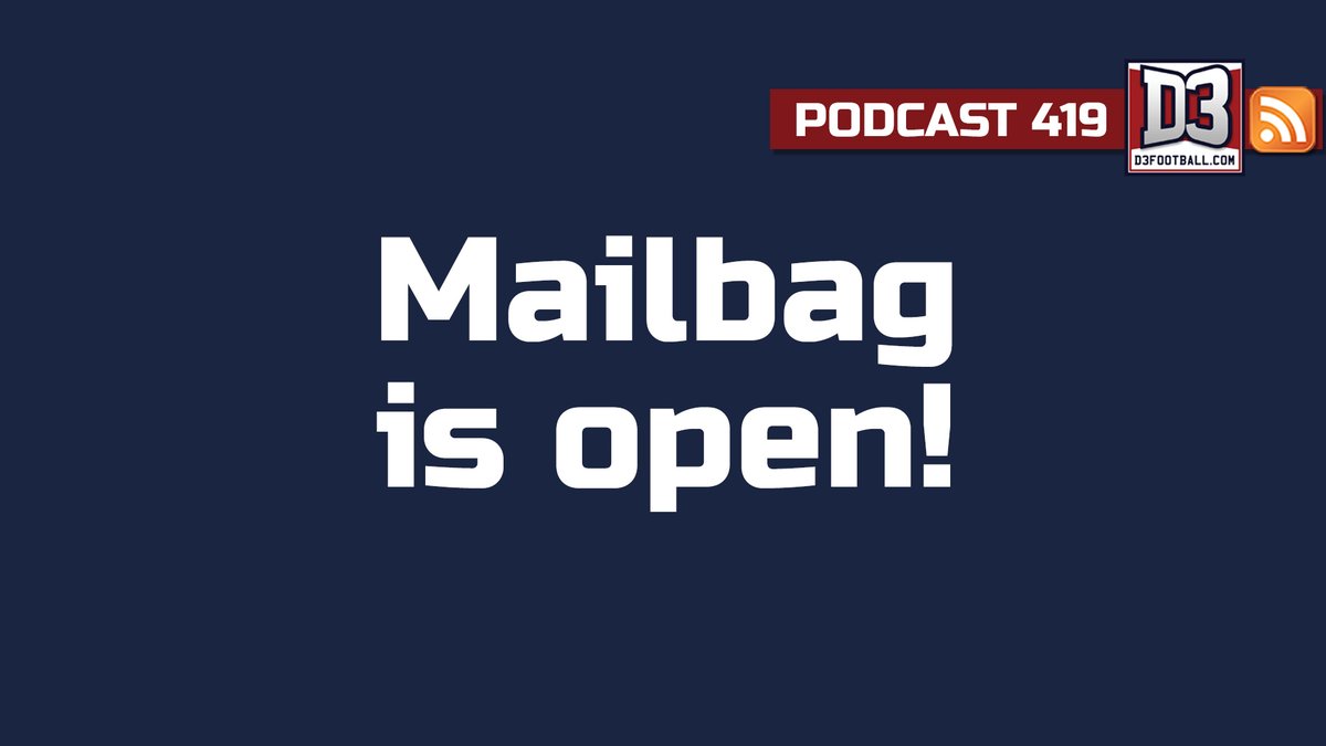 d3football's tweet photo. Mailbag time! Who has questions for Patrick and Greg on the next D3football podcast? #d3fb https://t.co/0DtZ52GZQv