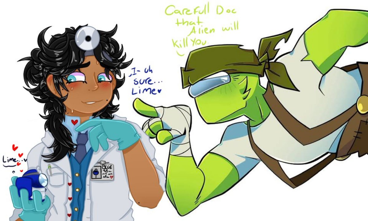 GoldenLater's tweet photo. I'm.. Late.. BUT I DID IT! both humanoid (?) and human version (tho I believe it doesn't really fit, I wanted to try it)  #amongus #amongusshow #amongusblue #AmongusLime SIFNEKCMDOCLDOFM https://t.co/KHplY3lEyb