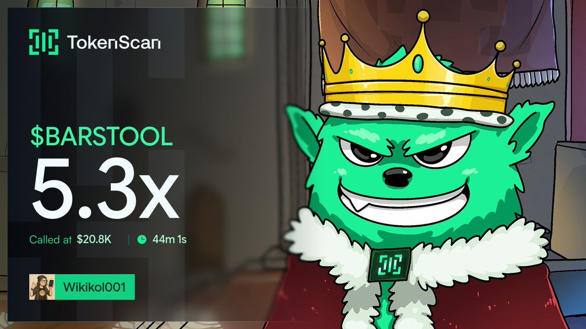 WikiKol1's tweet photo. 5X profit on my call $BARSTOOL
CA

Cgi54CNpHaYn4smqLH5tW8X5QxssMvi592My3tRoiHfX

#SMNO #CRYPTOAI #CRYPTOCLARITYACT #MEMECOIN https://t.co/btmkxusUoL