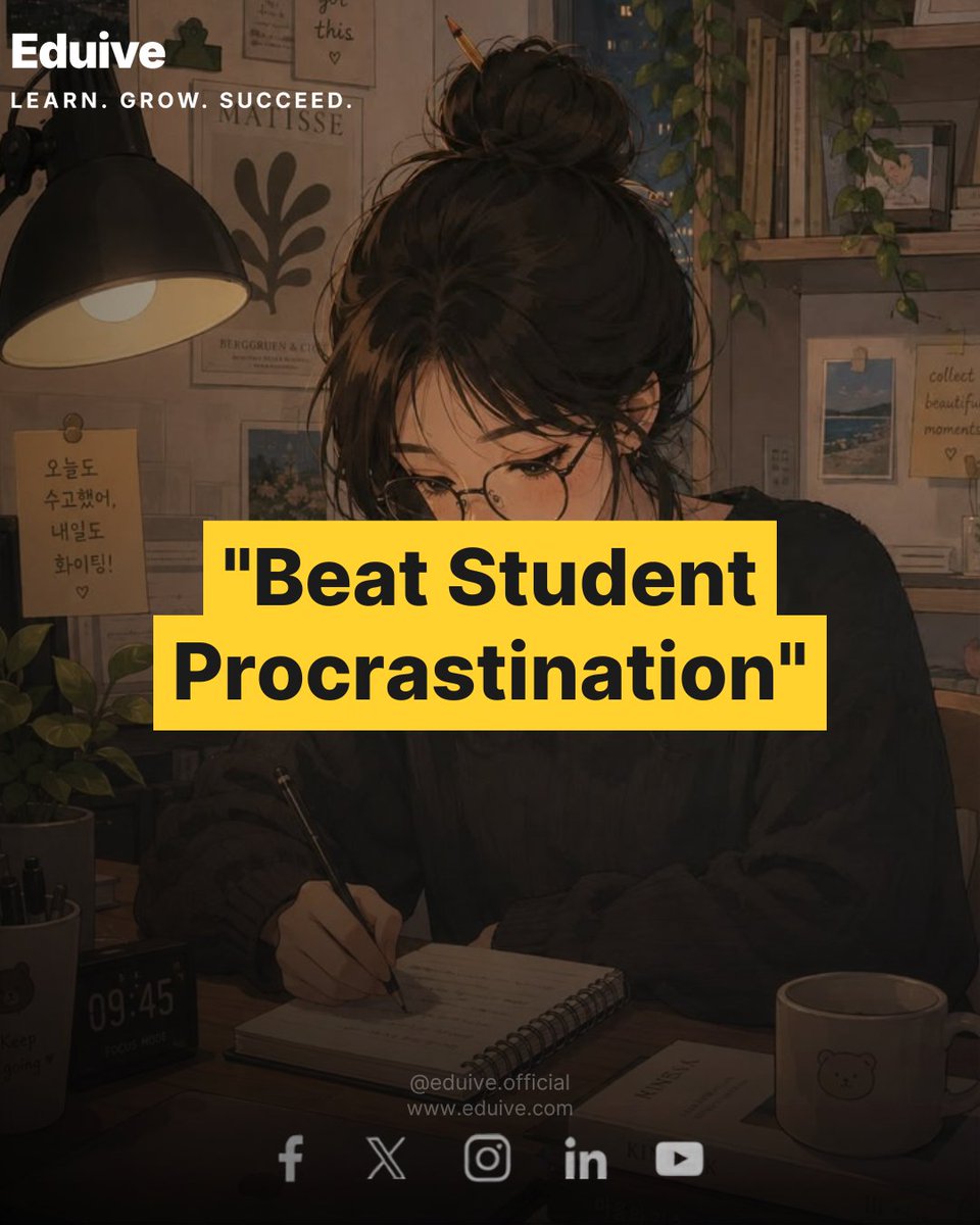 Eduive_Official's tweet photo. How to Beat Student Procrastination: 3 Actionable Tips.
Struggling to start studying?
#StudyTips #StudentLife #ProductivityHacks https://t.co/N1W14YTSbb