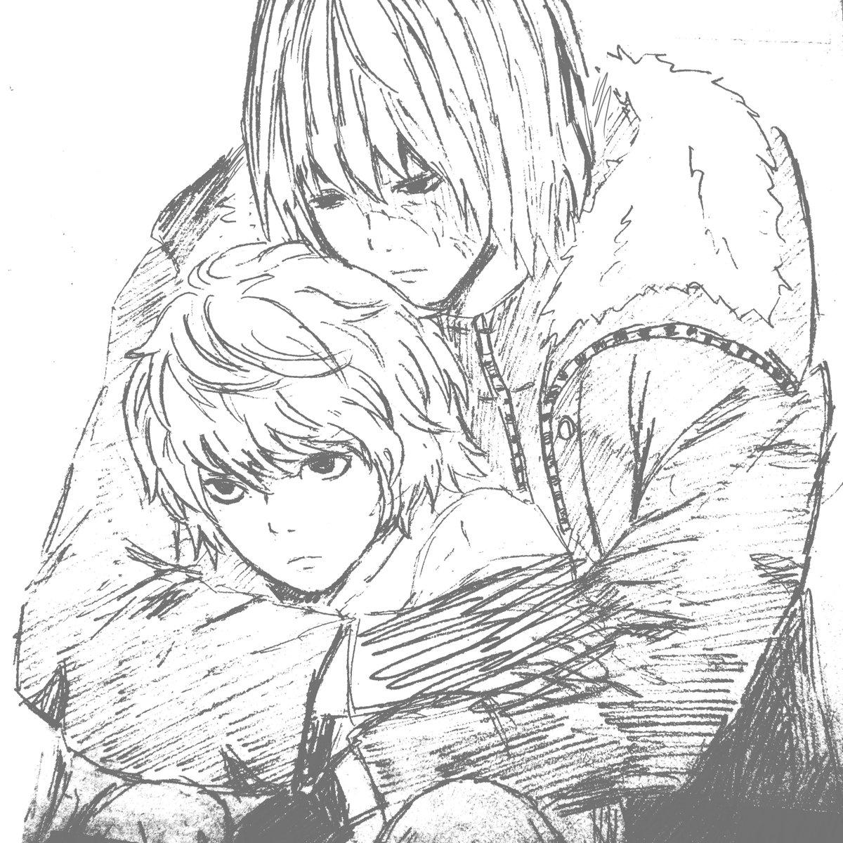 Nate_River001's tweet photo. 先生に、授業中はもう絵を描くことを禁止された。(｡•́︿•̀｡) #deathnote #art #meronia #sketch https://t.co/EsCJlxHGpr