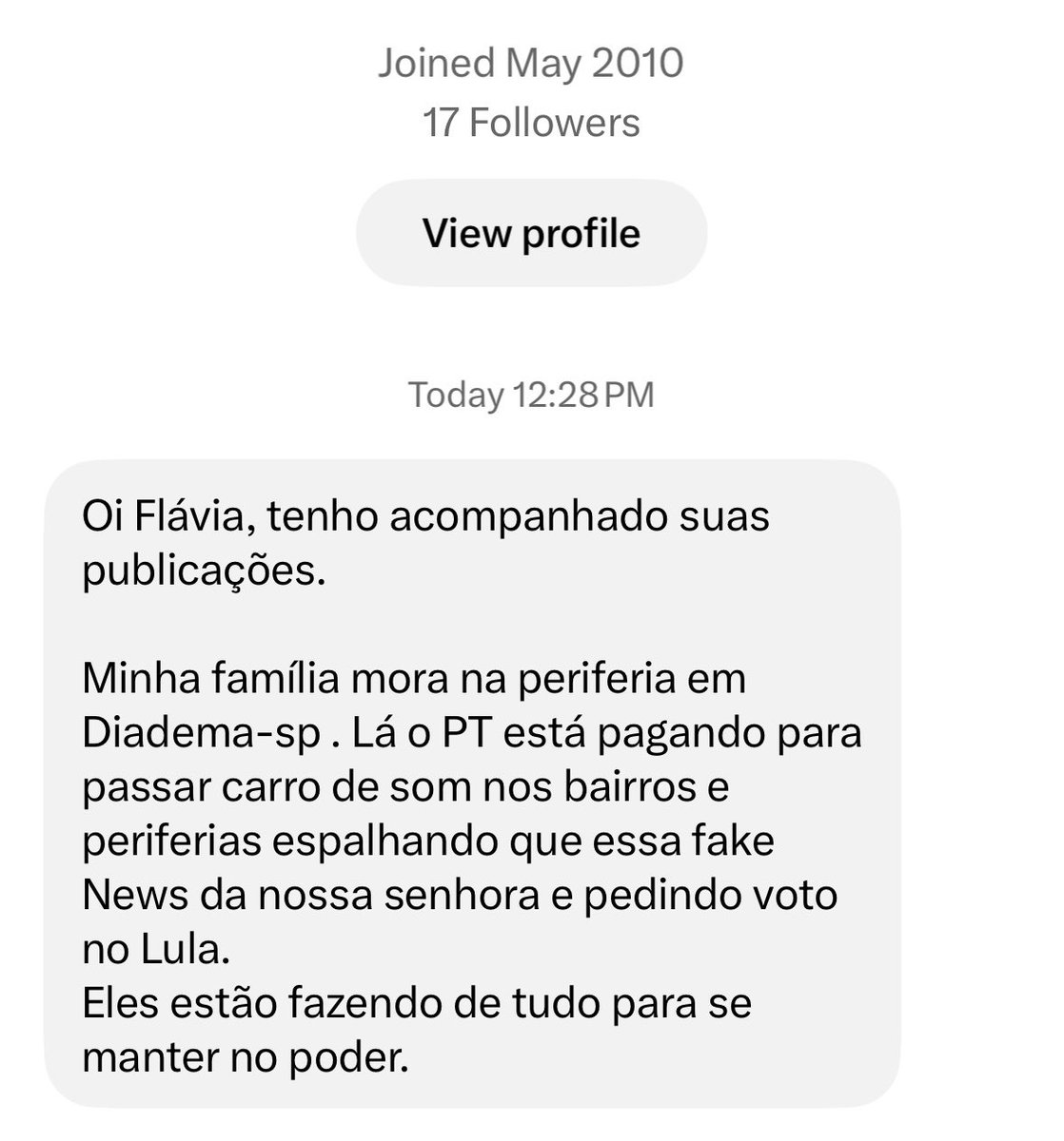 FlaviaMSoares76's tweet photo. Acabei de ler isso na minha DM.

@TSEjusbr pode isso? https://t.co/AlY6KFziMQ