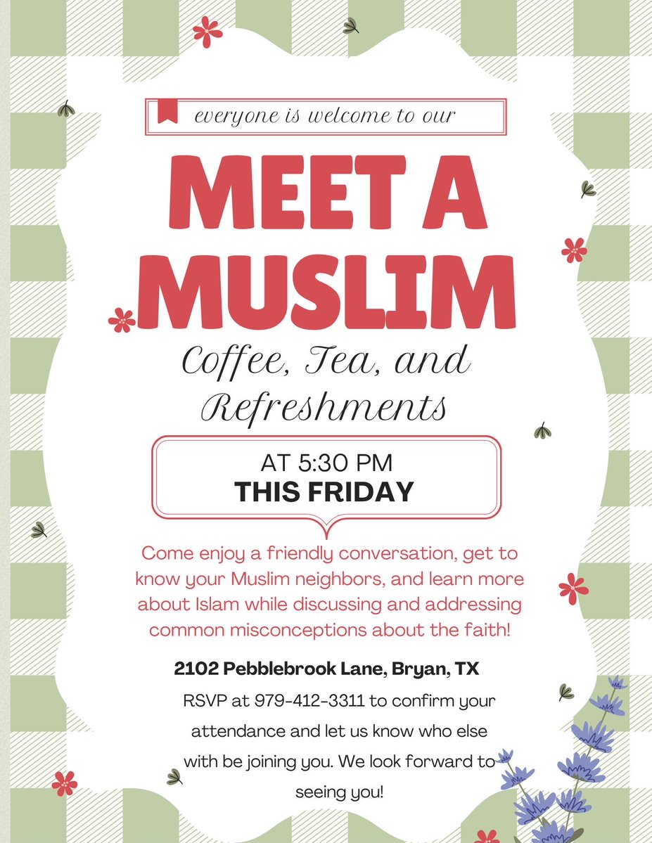 AHMAD4PEACE's tweet photo. Come enjoy a friendly conversation, get to know your Muslim neighbors, and learn more about Islam while discussing and addressing common misconceptions about the faith! https://t.co/djiyqkIl2G