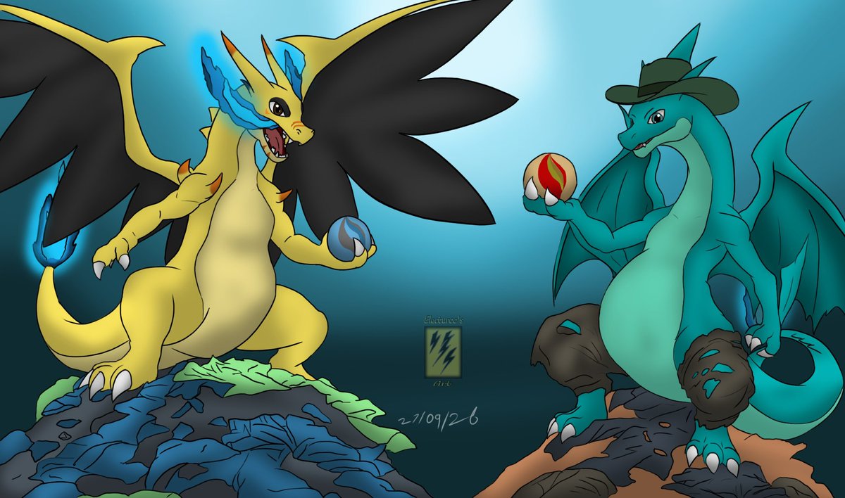 Electuroo's tweet photo. Electuroo and Kelly have a zardtastic discovery with the mega stones! They are ready for a fiery adventure!

#TFeveryday @kellyandkyle484 #Charizard #MegaCharizard https://t.co/7PYxuw9F0I