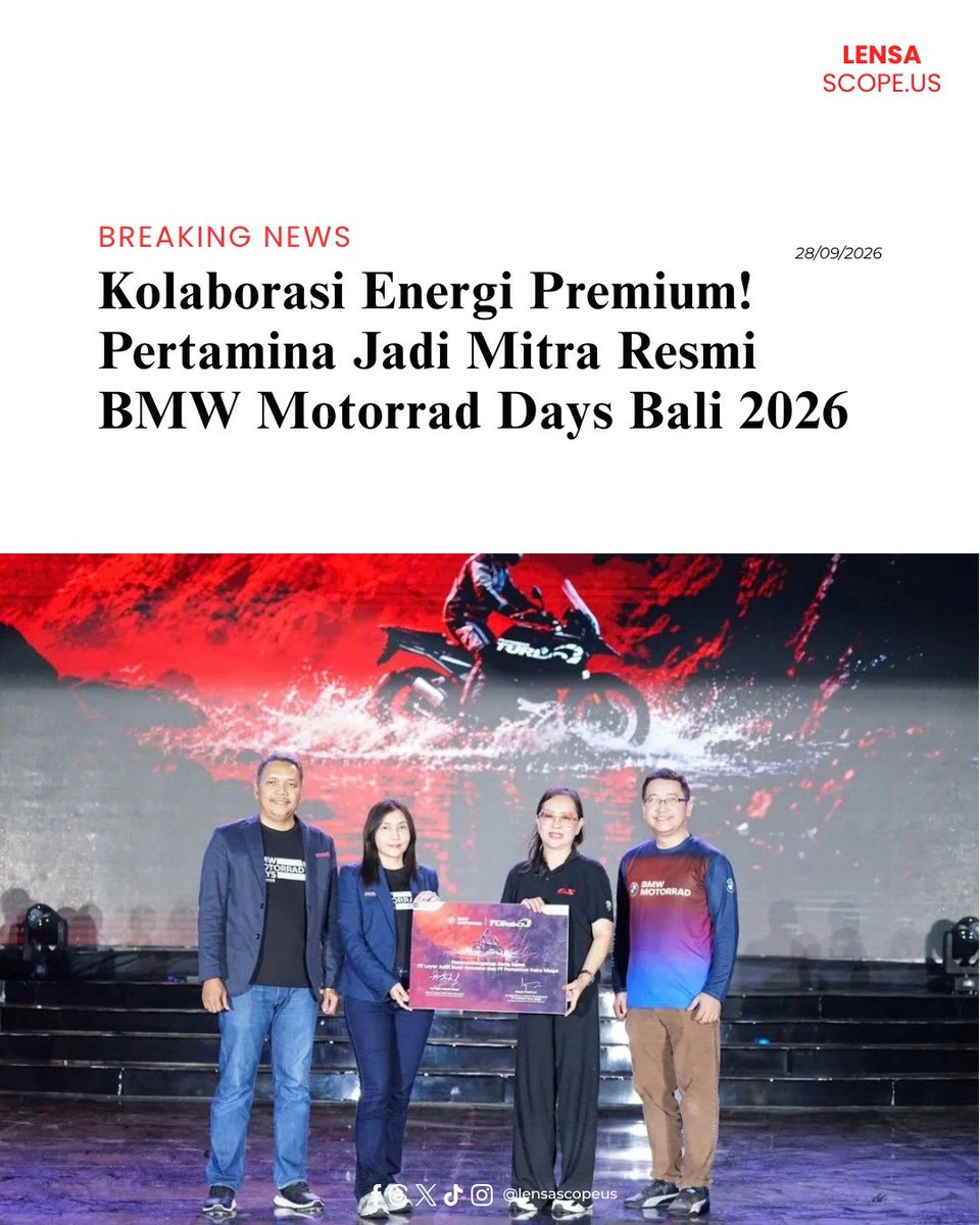 Lensa_scopeus's tweet photo. BMW Motorrad Days Bali 2026 di Pulau Dewata dengan lebih dari 1.000 riders dari 32 negara. Pertamax Turbo resmi menjadi mitra energi, sekaligus memperkuat sinergi dengan BMW melalui dukungan bahan bakar dan program bonus E-Voucher hingga Rp1 juta hingga akhir 2026.

#BMWMotorrad https://t.co/4R1WwEhoh9