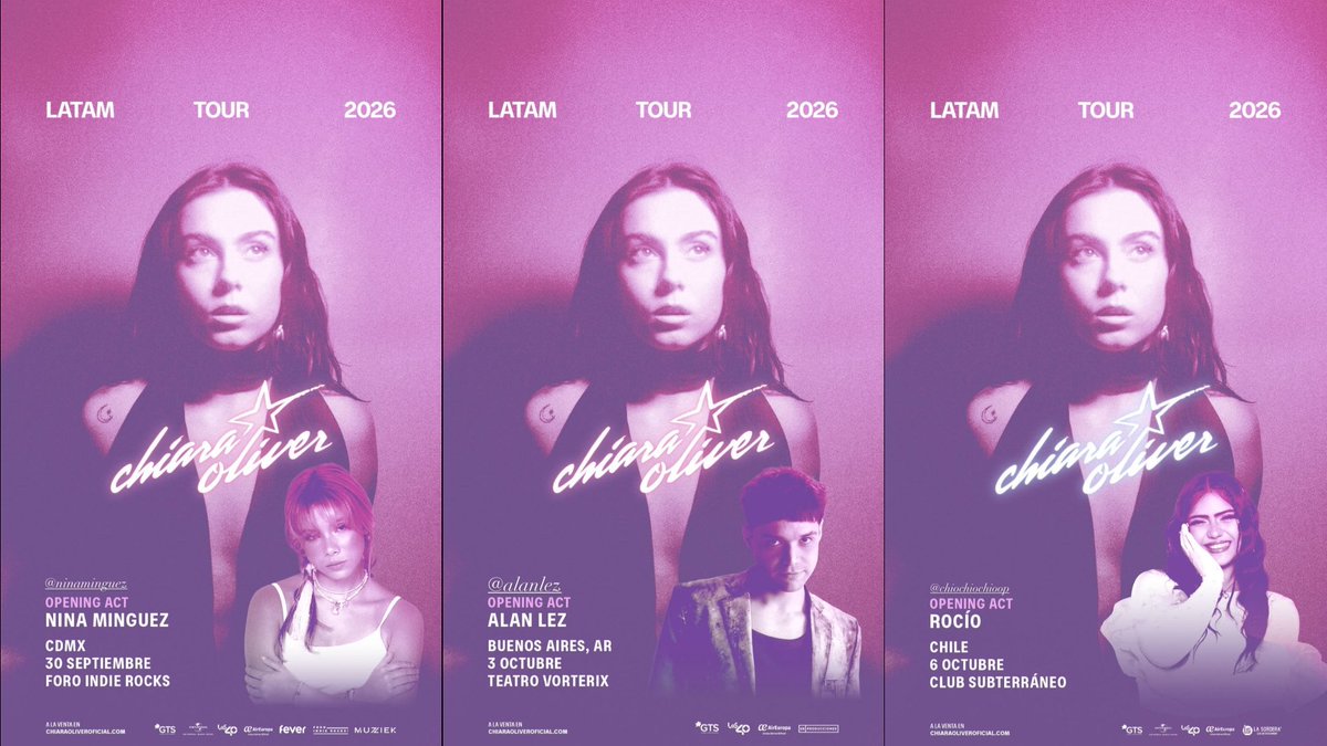 Kikilandia33's tweet photo. 📣 ¿todavía no tienes tu entrada para 'no fue real tour'?

Chiara Oliver estará acompañada por estos artistas (opneing act) en sus shows de Latinoamérica:

🇲🇽 30 sep — Nina Minguez
🇦🇷 3 oct — Alan Lez
🇨🇱 6 oct — Rocío

🎟️ últimas entradas https://t.co/lwYp9wbC1A https://t.co/68cyOn8fJx