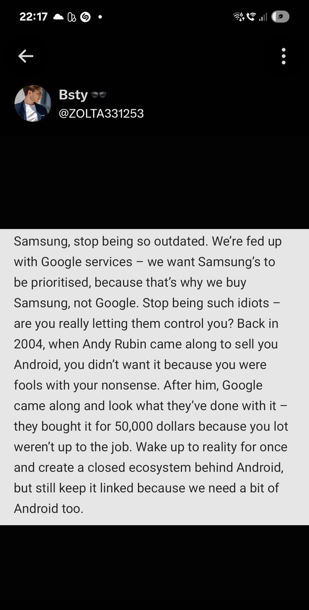 ZOLTA331253's tweet photo. @trungngocalex88 @Tonysamsunglove In 2004, Andy Rubin offered Android to Samsung, but they passed on it. Shortly after, Google bought Android for around $50 million, leaving Samsung to miss out on owning the OS.I have written about this topic on my page dedicated to this information https://t.co/9RRZKGbozj