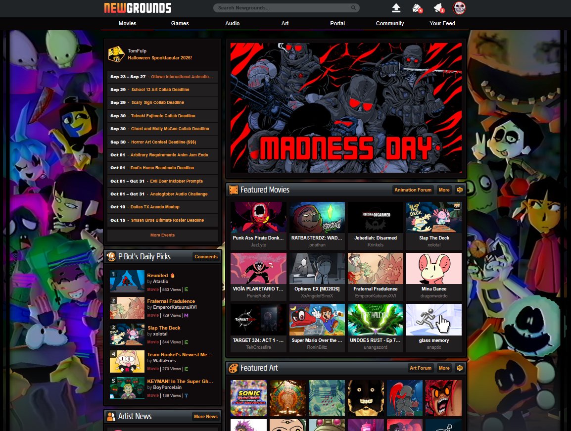 Macabre_1031's tweet photo. 🦇HAPPY HALLOWEEN FROM BOO-GROUNDS!🦇

🎃I had the honor to make the wallart for @Newgrounds for the season, after several months in the making, I've got it finished just in time for the Spooky Month!🎃 https://t.co/xkvdjdQrEm