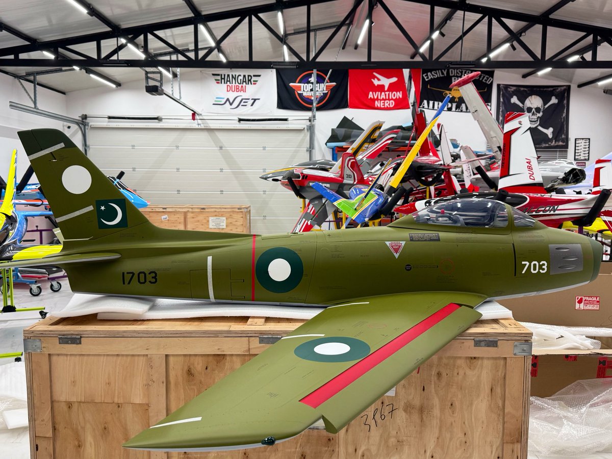 falamb3's tweet photo. My latest acquisition to my fleet. The 1/5th scale F86E Sabre in a very special PAF livery. Extremely difficult to trace back the legacy of this unit, but found a lot on serial 1703. Will share more soon…. ❤️🇵🇰 https://t.co/BooZ5KCB12