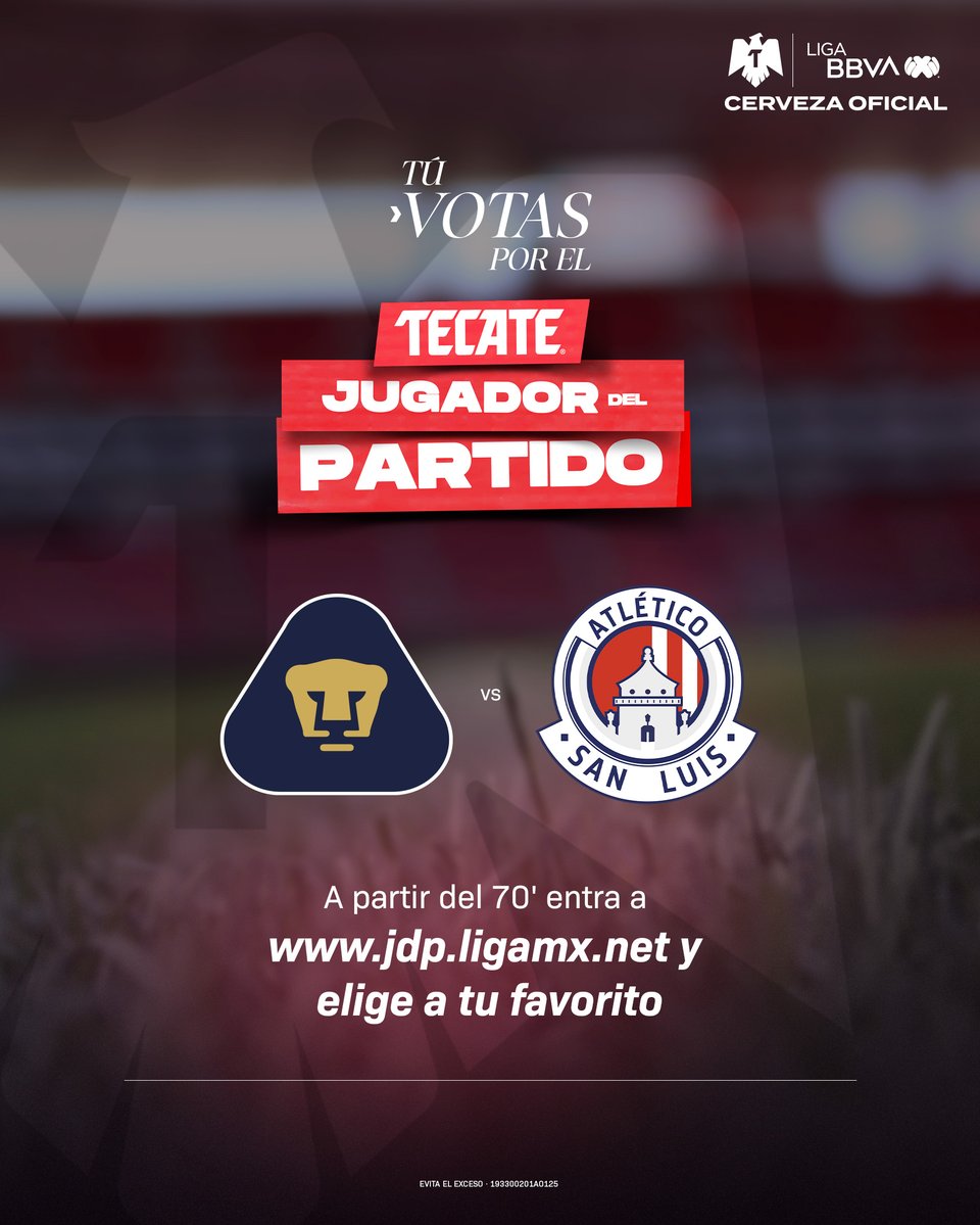 LigaBBVAMX's tweet photo. ¡Vota ya! 🗳️🫵
Elige al #TecateJugadorDelPartido aquí: https://t.co/tzQtydDFeg
Tienes hasta el 90' para participar.
#AP26 | #J10 | #UNAMADSL | #TecatePorTi | @CervezaTecate https://t.co/bDlVxhkBXn