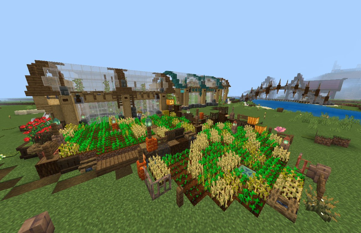 Rore_969's tweet photo. 今日は畑を拡張✍向こうに見える斜めの橋もお気に入り♪

#minecraft #minecraftbuilds #よるてらダイアリー https://t.co/qCKo5u8pRb