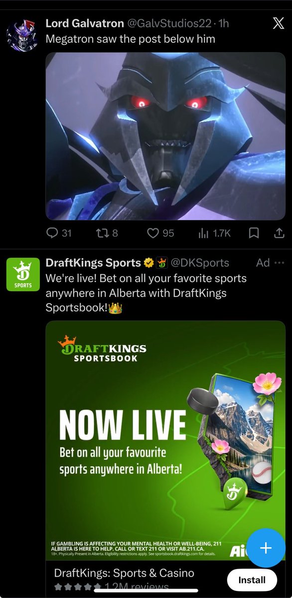 Mi525les's tweet photo. Megatron hates sports betting ads He’s just like me fr https://t.co/Julr8TTFHa