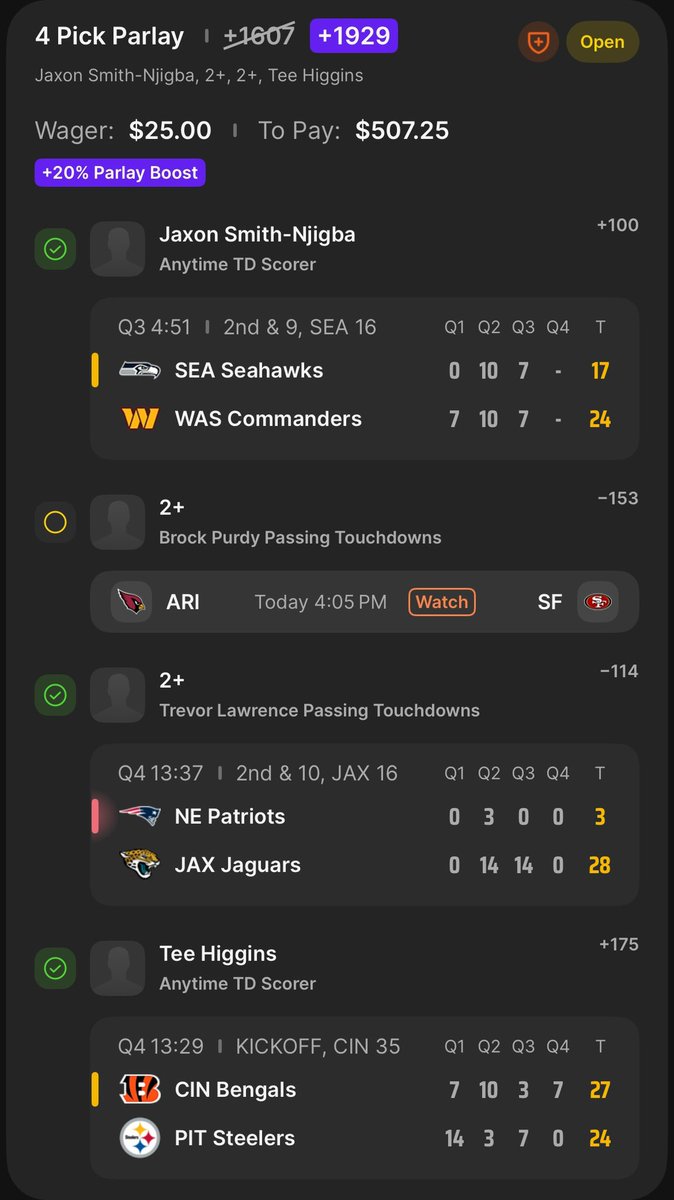FFGJiggy's tweet photo. Brock Purdy for $500 get it done 💰

#NFLpicks #NFLparlay https://t.co/gD21okdu0y