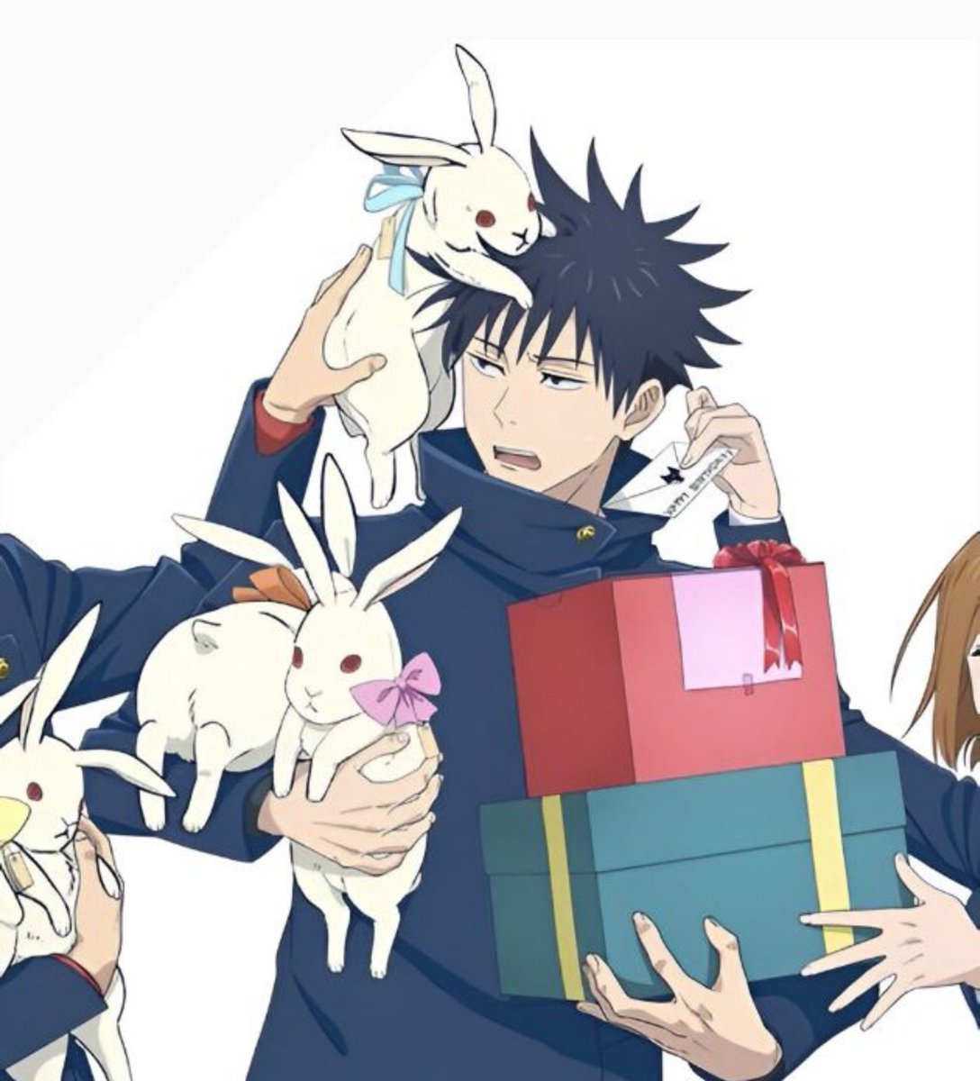 Opp_314's tweet photo. Megumi with bunnies 🥰🥰🥰🥰🥰 https://t.co/Rmjvrsnyx6