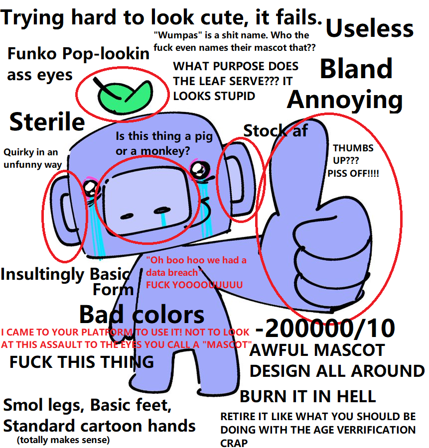 Waltmann13's tweet photo. @discord Everything Wrong with Wumpus the Discord Mascot (in 5 minutes or less) https://t.co/j4pWpTbvNt