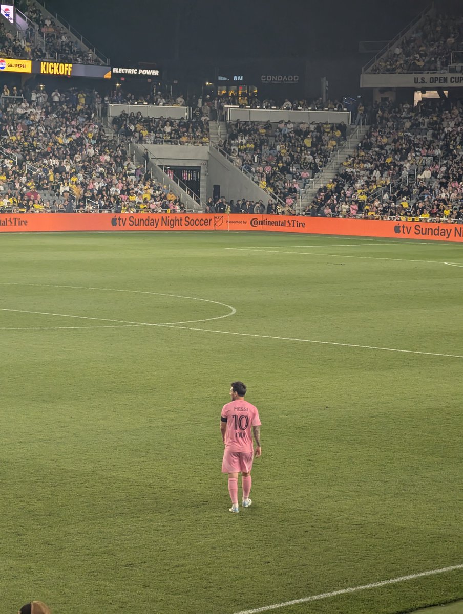 temisrael007's tweet photo. Thanks to my amazing wife, I got to fulfil my dream of watching Messi play and I was blessed to see him score FK #76. I also got caught celebrating on TV. #InterMiami #Messi https://t.co/XTQ5IkwKaN
