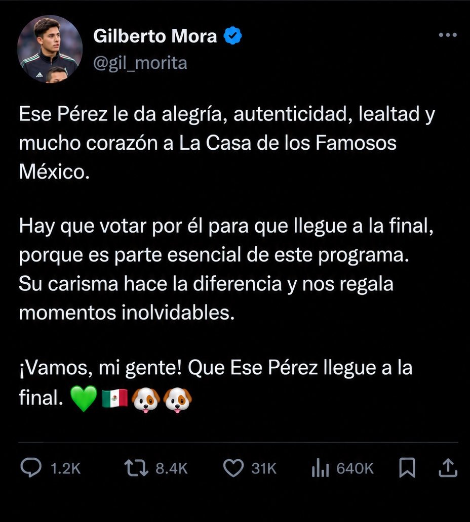 RobertMJ2023's tweet photo. El compa Gil Mora apoyando 🐶

EseNoSeVa

#LaCasaDeLosFamososMéxico 
#LaCasaDeLosFamososMéxicoMx https://t.co/m9WuSQvZGX